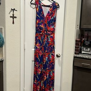 NWOT. Ladies Maxi dress by Iman. Rich tone colors in a floral type print. Size L